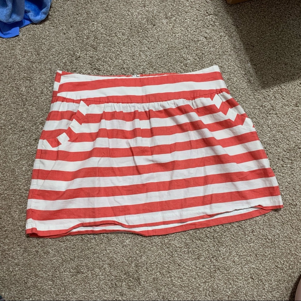 Red and white striped skirt with pockets